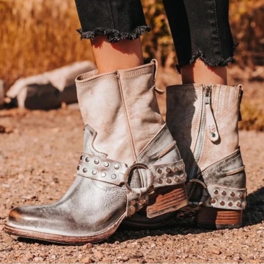 FREEBIRD RAMONE TWO TONE BOOTIES BEIGE/GREY 7